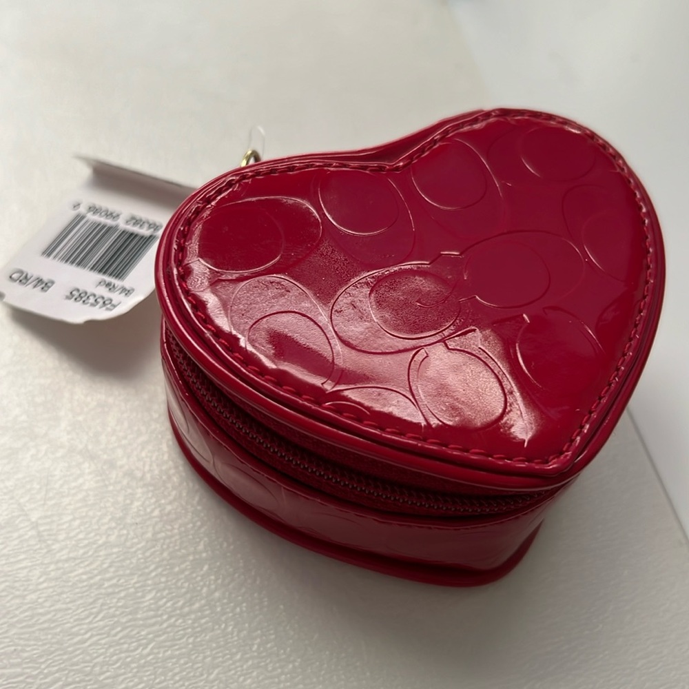 NWT Coach Red Heart Shaped Jewelry Pouch